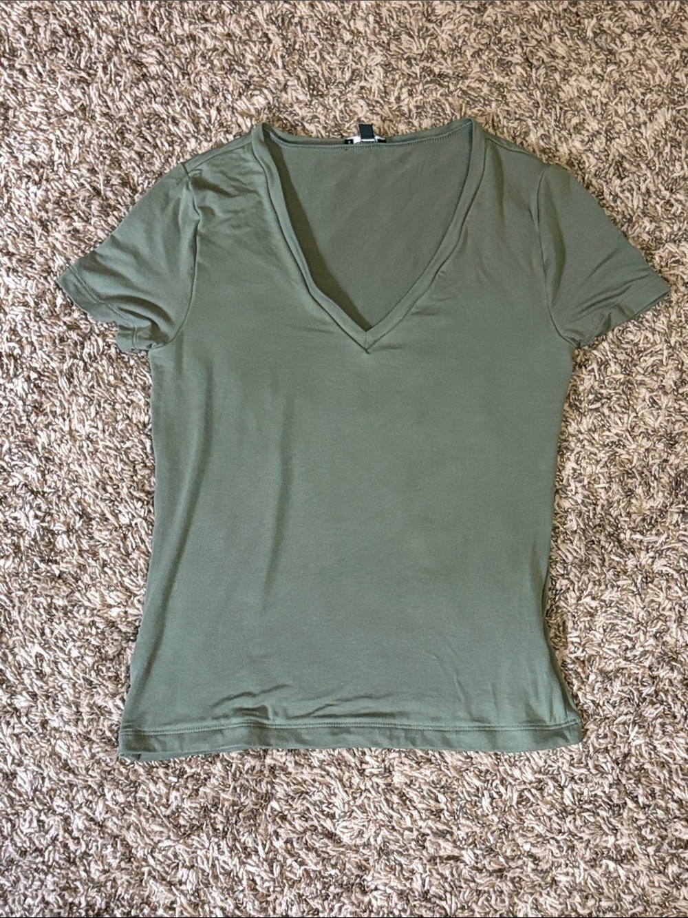 Express Women's Fitted V-Neck Short Sleeve Tee Shirt Top - Sage Sz XS NWOT👚